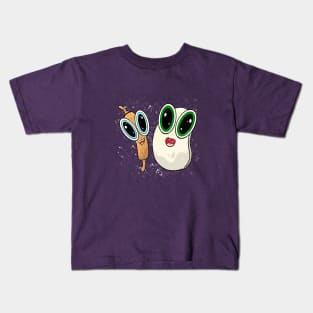 Happy kawaii rolling pin and dough characters. Kids T-Shirt